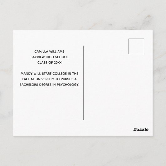 Elegant Afstuderen Foto 2025 Black Flourish Script Briefkaart (Achterkant)
