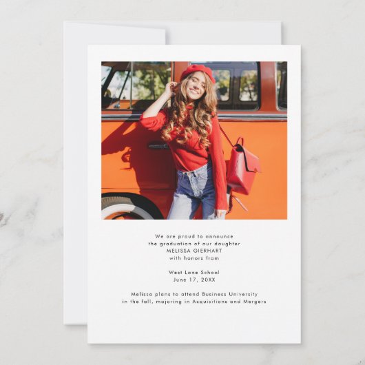 Elegant Afstuderen Foto 2025 College Afstudeerder Aankondiging (Achterkant)