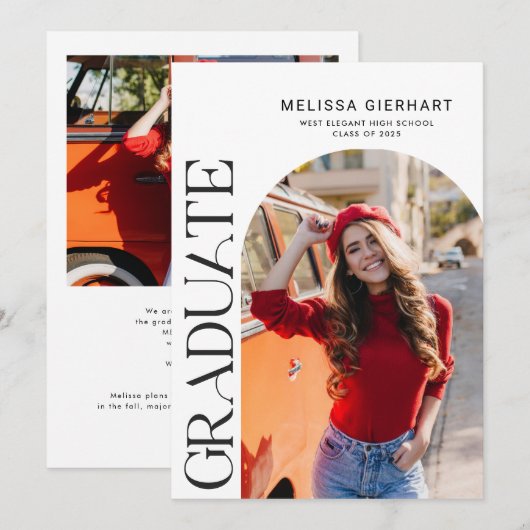 Elegant Afstuderen Foto 2025 College Afstudeerder Aankondiging (Voorkant / Achterkant)