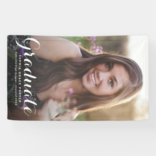 Elegant Afstuderen Foto Afstudeerder Party Spandoek (Horizontaal)