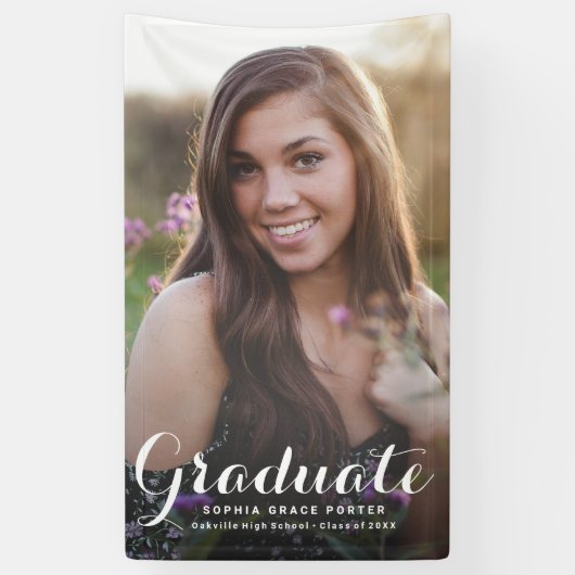 Elegant Afstuderen Foto Afstudeerder Party Spandoek (Verticaal)