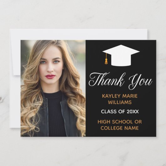Elegant Afstuderen Foto Chic Custom 2025 Afstudere Bedankkaart (Voorkant)