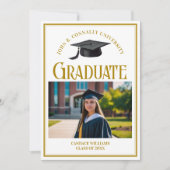 Elegant Afstuderen foto gouden typografie Afstuder Aankondiging (Voorkant)