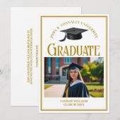 Elegant Afstuderen foto gouden typografie Afstuder Aankondiging (Voorkant / Achterkant)