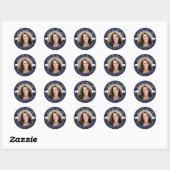 Elegant Afstuderen foto marineblauw Pet Confetti Ronde Sticker (Vel)