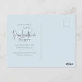 Elegant Afstuderen Foto minimalist Floral Blue Briefkaart (Achterkant)
