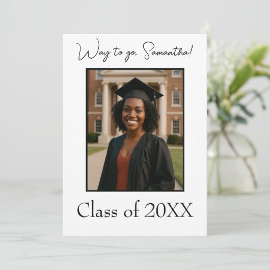 Elegant Afstuderen foto Modern Kaart (Staand voorkant)