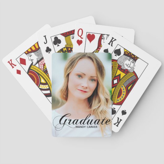 Elegant Afstuderen Foto Persoonlijk Afstuderen Pokerkaarten (Achterkant)