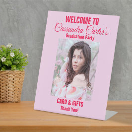 Elegant Afstuderen Foto Welkom Kaart & Cadeaubordj Reclamebord Met Voetstuk