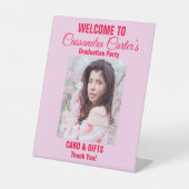Elegant Afstuderen Foto Welkom Kaart & Cadeaubordj Reclamebord Met Voetstuk (Voorkant)