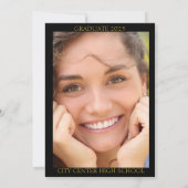 Elegant Afstuderen Foto Zwart Aankondiging (Achterkant)