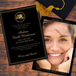 Elegant Afstuderen Foto Zwart Aankondiging