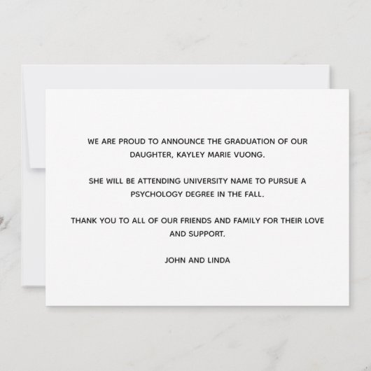 Elegant Afstuderen Foto Zwart Goud 2025 Afstuderen Aankondiging (Achterkant)