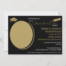 Elegant Afstuderen Foto Zwart Goud Pet, Diploma