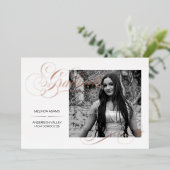 Elegant Afstuderen Foto Zwart & Wit Folie Uitnodiging (Staand Voorkant)