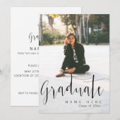 Elegant Afstuderen Fotoaankondiging / Uitnodiging (Voorkant / Achterkant)