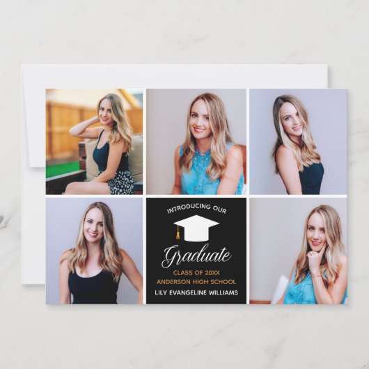 Elegant Afstuderen Fotocollage 2025 Afstuderen Aankondiging (Voorkant)