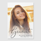 Elegant Afstuderen Fotoscript Magnetische Uitnodiging (Voorkant)