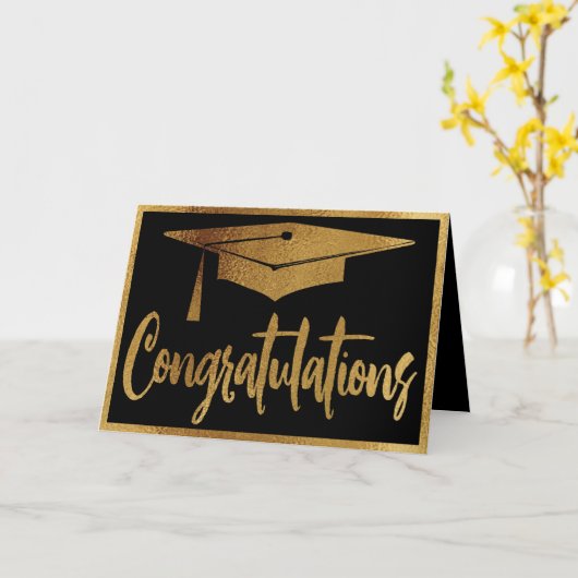 Elegant Afstuderen Gefeliciteerd Faux Gold Kaart (Gele Bloem)