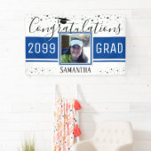 Elegant Afstuderen Gefeliciteerd Foto blauw Spandoek (Insitu)