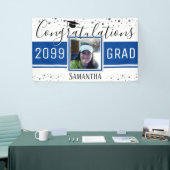 Elegant Afstuderen Gefeliciteerd Foto blauw Spandoek (Beurs)
