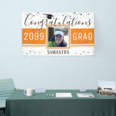 Elegant Afstuderen Gefeliciteerd Foto Oranje Spandoek (Beurs)