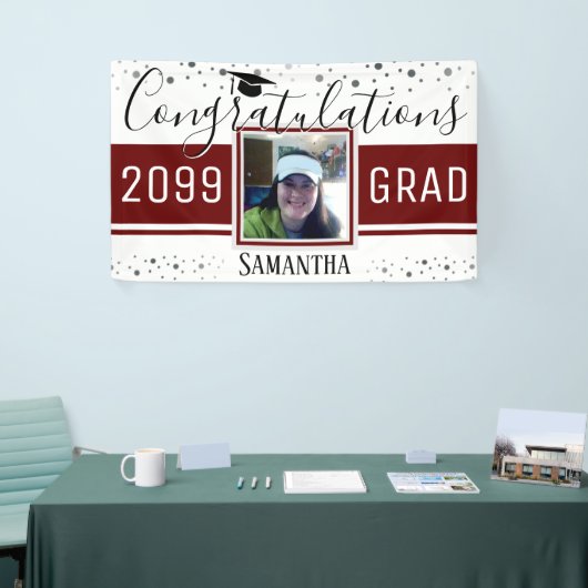 Elegant Afstuderen Gefeliciteerd Foto wijn Spandoek (Beurs)