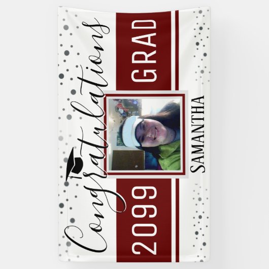 Elegant Afstuderen Gefeliciteerd Foto wijn Spandoek (Verticaal)