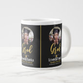 Elegant Afstuderen Gold Pet Bedankt Script Foto Grote Koffiekop (Voorkant rechts)