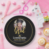 Elegant Afstuderen Gold Pet Bedankt Script Foto Papieren Bordje (Feest)