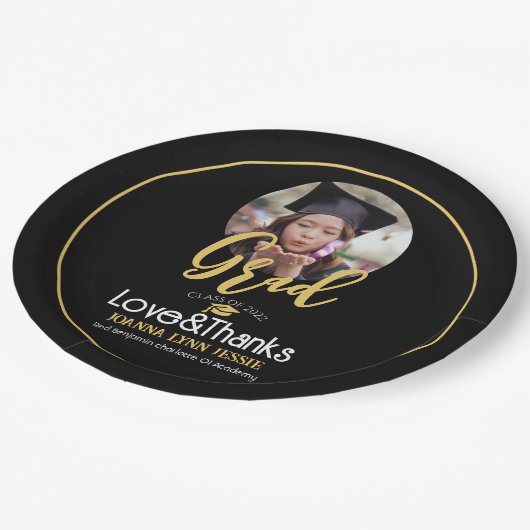 Elegant Afstuderen Gold Pet Bedankt Script Foto Papieren Bordje (Gekanteld)