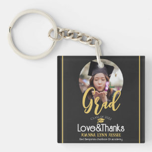 Elegant Afstuderen Gold Pet Bedankt Script Foto Sleutelhanger