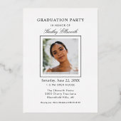 Elegant Afstuderen Gold Photo Graduparty Folie Uitnodiging (Achterkant)