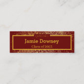 Elegant Afstuderen Gold & Red Wine Name Kaart Mini Visitekaartje (Voorkant)