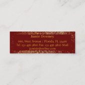 Elegant Afstuderen Gold & Red Wine Name Kaart Mini Visitekaartje (Achterkant)