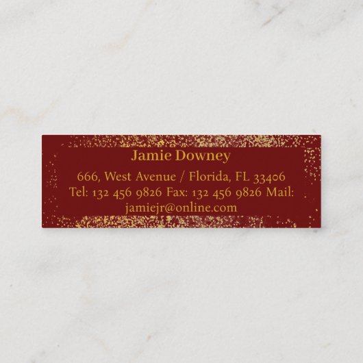 Elegant Afstuderen Gold & Red Wine Name Kaart Mini Visitekaartje (Achterkant)