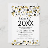 Elegant Afstuderen Gold Silver Glitter Stars Kaart (Voorkant)