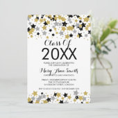 Elegant Afstuderen Gold Silver Glitter Stars Kaart (Staand voorkant)