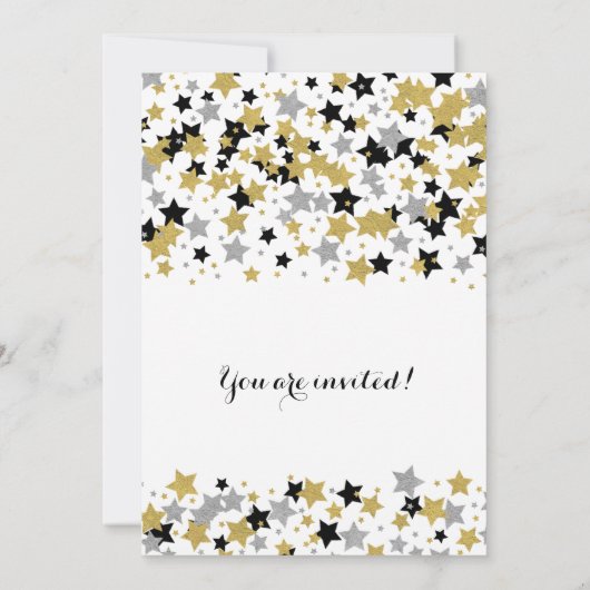 Elegant Afstuderen Gold Silver Glitter Stars Kaart (Achterkant)