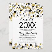 Elegant Afstuderen Gold Silver Glitter Stars Kaart (Voorkant / Achterkant)