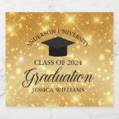 Elegant Afstuderen Gold Sparkle Custom Class Year Sparkling Wijnetiket (Enkel label)