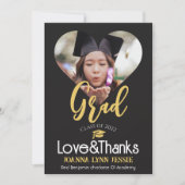 Elegant Afstuderen goud Pet Bedankt Script Foto Th (Voorkant)