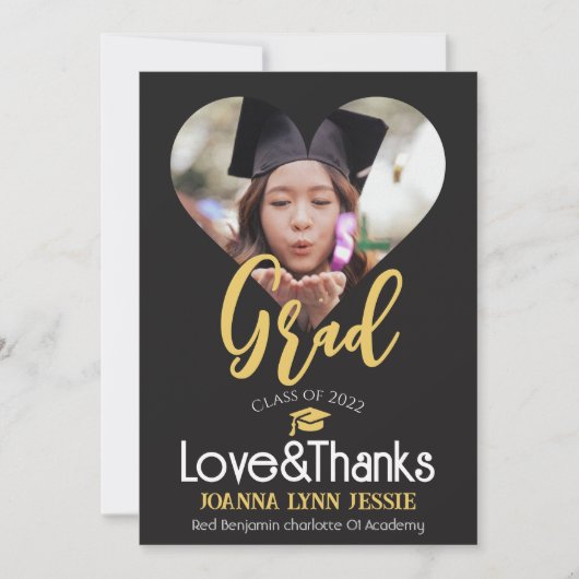 Elegant Afstuderen goud Pet Bedankt Script Foto Th (Voorkant)