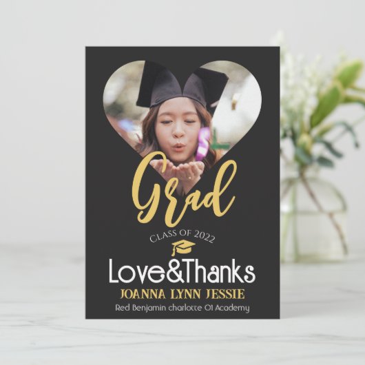 Elegant Afstuderen goud Pet Bedankt Script Foto Th (Staand voorkant)