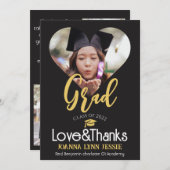 Elegant Afstuderen goud Pet Bedankt Script Foto Th (Voorkant / Achterkant)