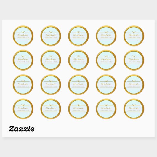Elegant Afstuderen Goud & Turquoise Sticker (Vel)