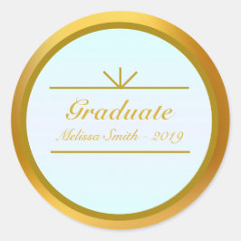 Elegant Afstuderen Goud & Turquoise Sticker