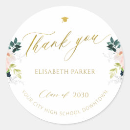 Elegant afstuderen gouden afstuderen dank u ronde sticker