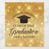 Elegant Afstuderen Gouden Sparkle Custom Afstudere Wijn Etiket (Enkel label)