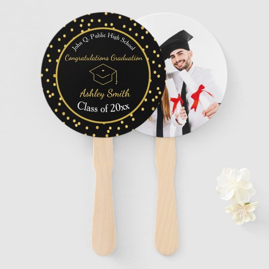 elegant Afstuderen Hand Fan Handwaaier (Voorkant en achterkant)